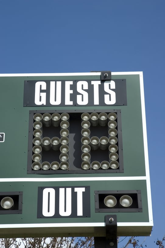 Guest teams corner of scoreboard