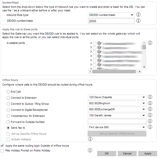 Fax Receiving Configuration