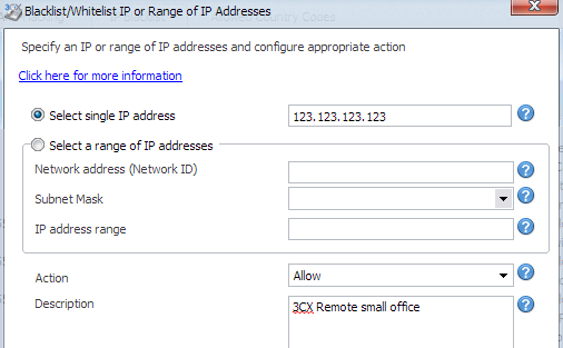 CreateAllowIP3CXPhoneSystem Whitelist