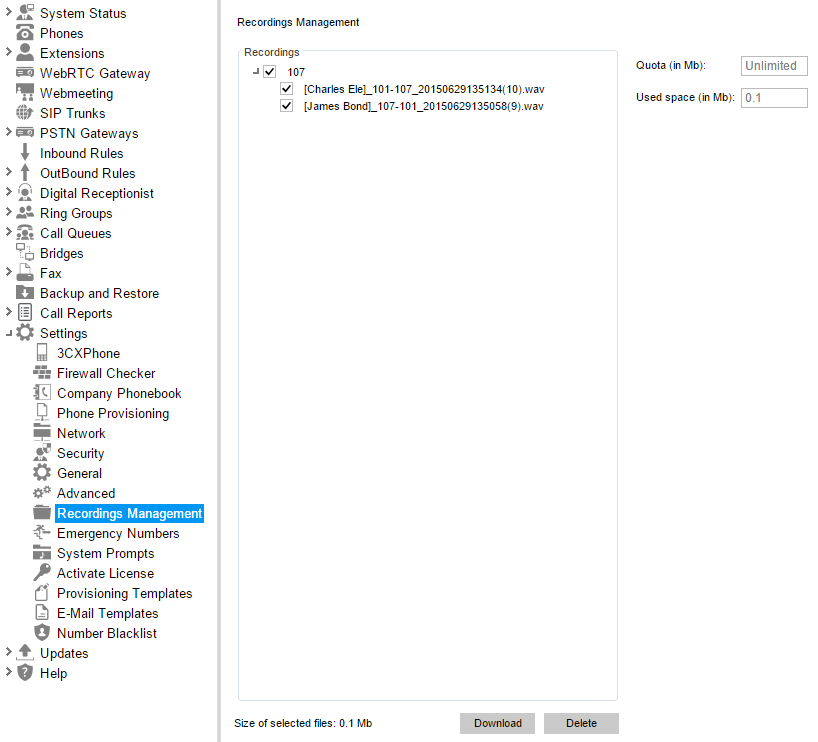Manage Recordings