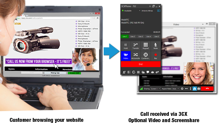 click to call 3cx webrtc image