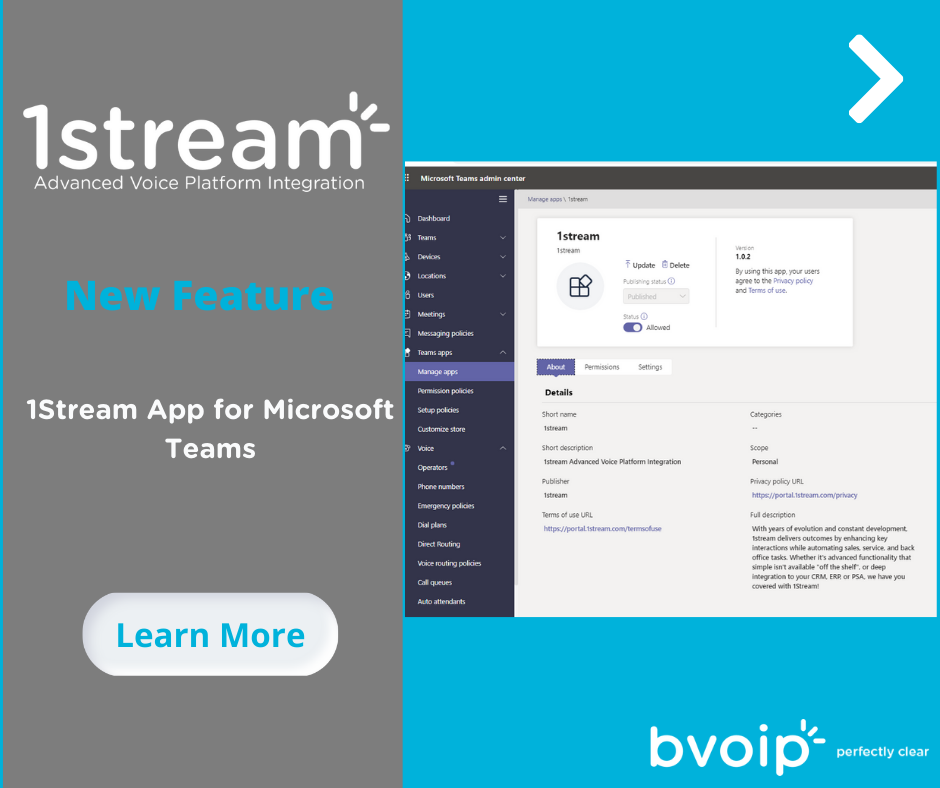 New 1Stream Feature 1Stream App for Microsoft Teams