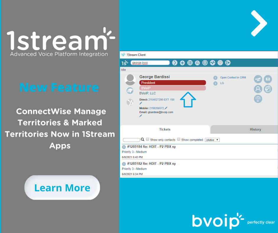 New 1Stream Feature ConnectWise Manage Territories & Marked Territories Now in 1Stream Apps