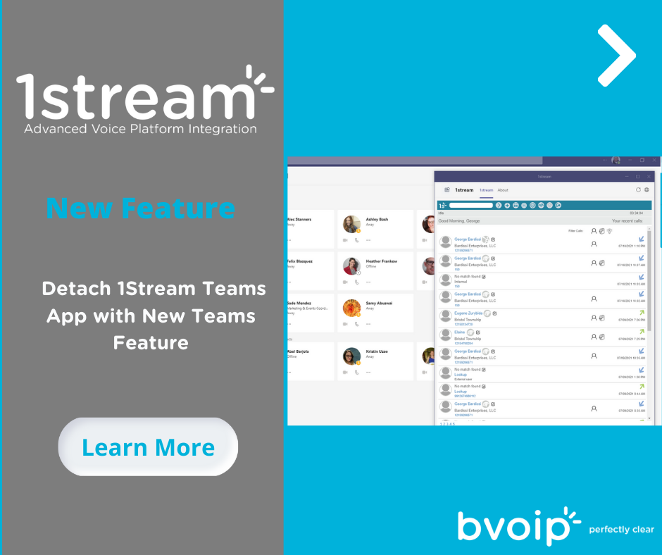 New 1Stream Feature Detach 1Stream Teams App with New Teams Feature