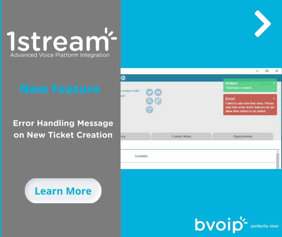 New 1Stream Feature Error Handling Message on New Ticket Creation