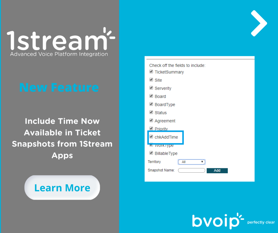 New 1Stream Feature Include Time Now Available in Ticket Snapshots from 1Stream Apps