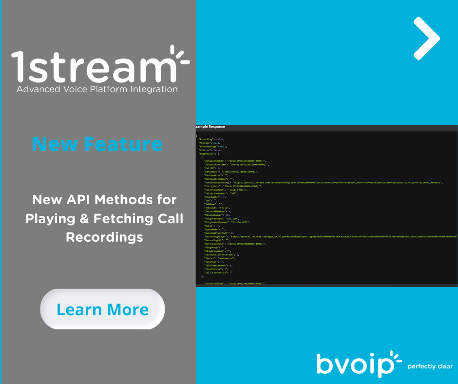 New 1Stream Feature New API Methods for Playing & Fetching Call Recordings