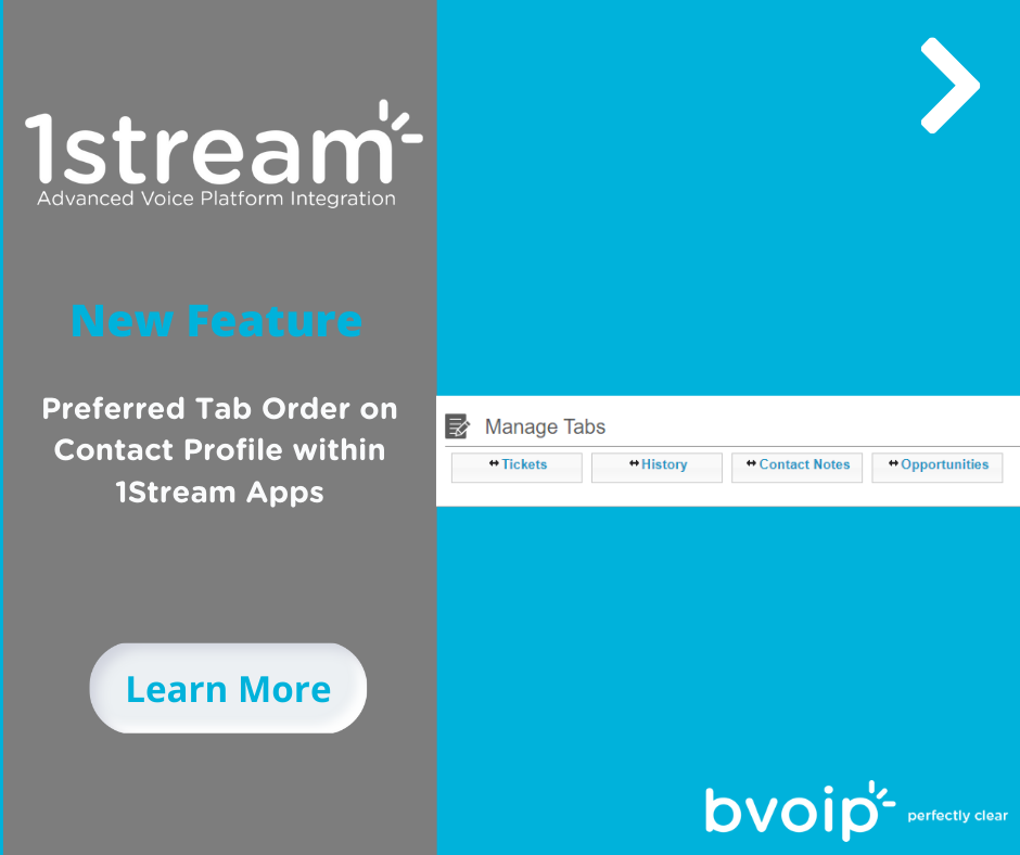 New 1Stream Feature Preferred Tab Order on Contact Profile within 1Stream Apps