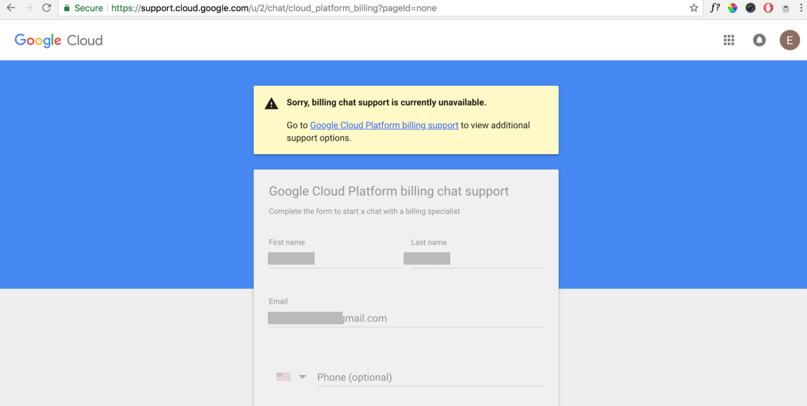 google cloud down 2